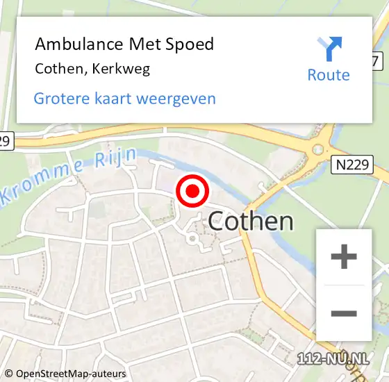 Locatie op kaart van de 112 melding: Ambulance Met Spoed Naar Cothen, Kerkweg op 4 april 2016 08:44