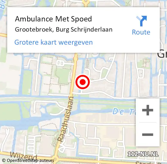 Locatie op kaart van de 112 melding: Ambulance Met Spoed Naar Grootebroek, Burg Schrijnderlaan op 4 april 2016 08:59