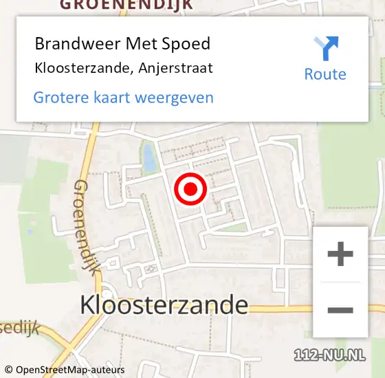 Locatie op kaart van de 112 melding: Brandweer Met Spoed Naar Kloosterzande, Anjerstraat op 4 april 2016 09:21