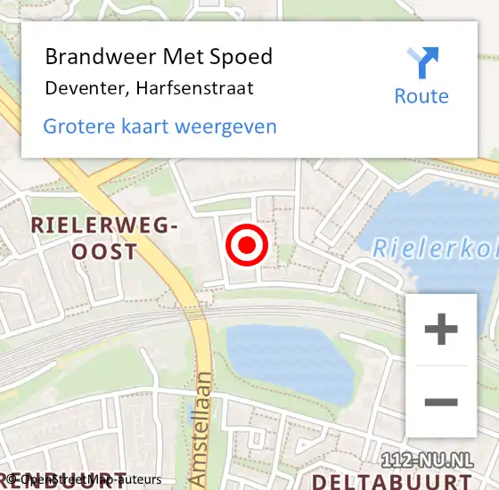 Locatie op kaart van de 112 melding: Brandweer Met Spoed Naar Deventer, Harfsenstraat op 4 april 2016 09:38