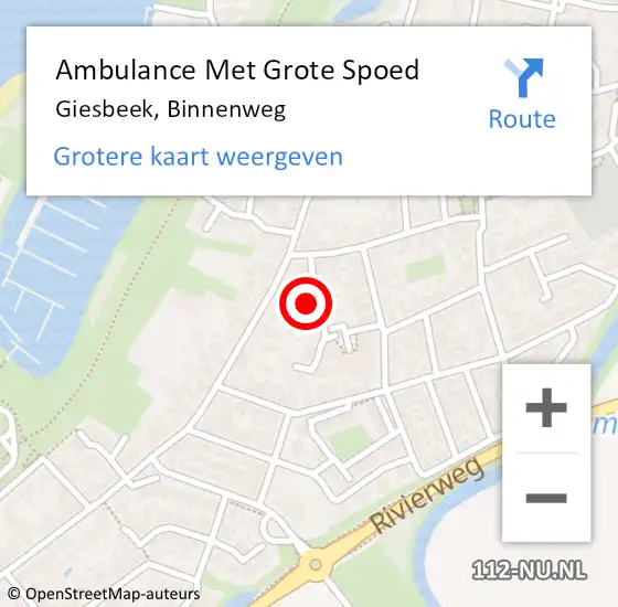 Locatie op kaart van de 112 melding: Ambulance Met Grote Spoed Naar Giesbeek, Binnenweg op 4 april 2016 09:44