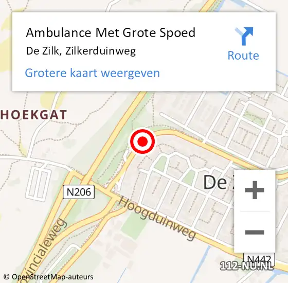 Locatie op kaart van de 112 melding: Ambulance Met Grote Spoed Naar De Zilk, Zilkerduinweg op 4 april 2016 09:47