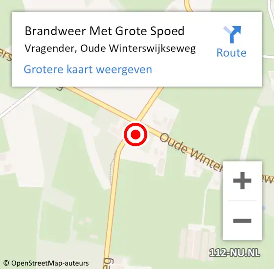 Locatie op kaart van de 112 melding: Brandweer Met Grote Spoed Naar Vragender, Oude Winterswijkseweg op 4 april 2016 10:15