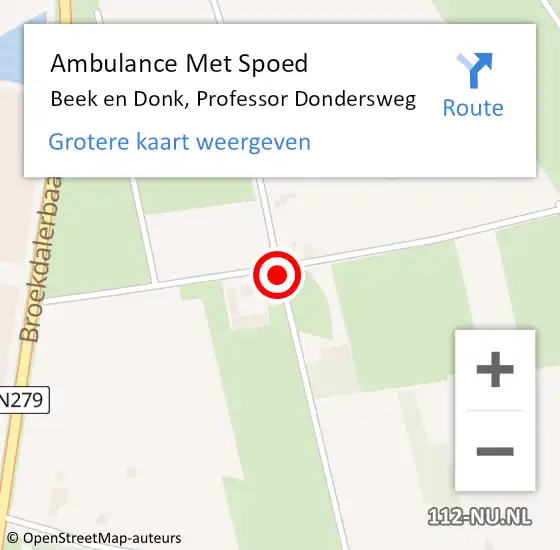 Locatie op kaart van de 112 melding: Ambulance Met Spoed Naar Beek en Donk, Professor Dondersweg op 4 april 2016 10:19