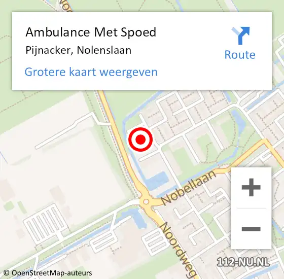 Locatie op kaart van de 112 melding: Ambulance Met Spoed Naar Pijnacker, Nolenslaan op 4 april 2016 10:40