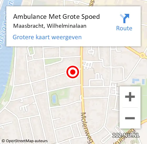 Locatie op kaart van de 112 melding: Ambulance Met Grote Spoed Naar Maasbracht, Wilhelminalaan op 4 april 2016 11:37