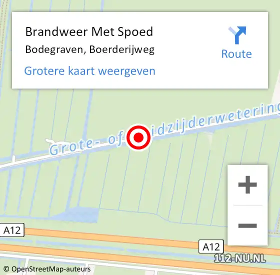 Locatie op kaart van de 112 melding: Brandweer Met Spoed Naar Bodegraven, Boerderijweg op 4 april 2016 11:51