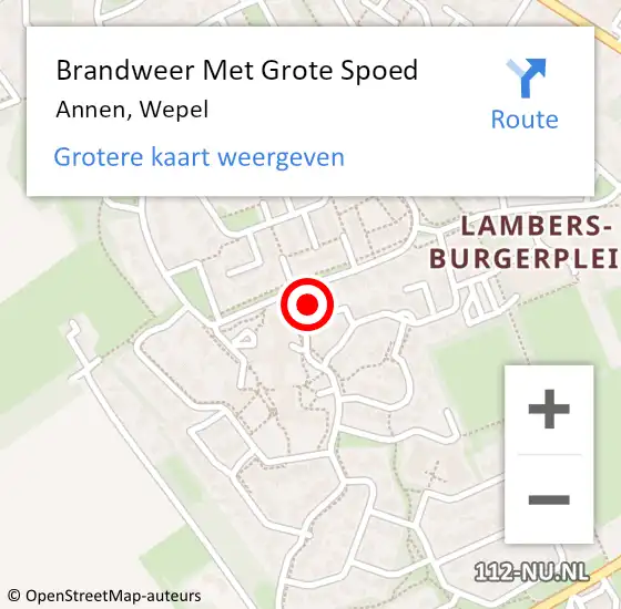 Locatie op kaart van de 112 melding: Brandweer Met Grote Spoed Naar Annen, Wepel op 4 april 2016 12:08