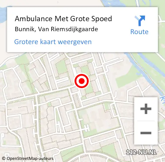 Locatie op kaart van de 112 melding: Ambulance Met Grote Spoed Naar Bunnik, Van Riemsdijkgaarde op 4 april 2016 12:30