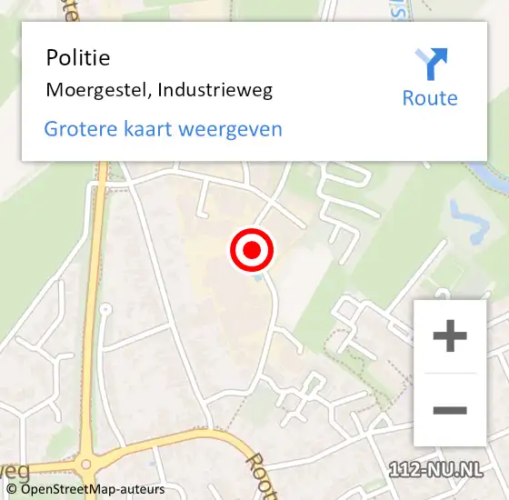 Locatie op kaart van de 112 melding: Politie Moergestel, Industrieweg op 4 april 2016 12:46