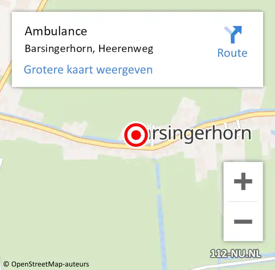 Locatie op kaart van de 112 melding: Ambulance Barsingerhorn, Heerenweg op 4 april 2016 12:46