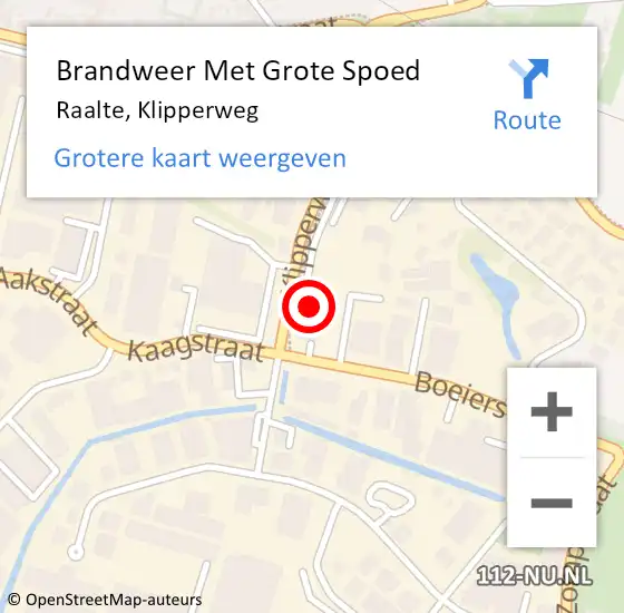 Locatie op kaart van de 112 melding: Brandweer Met Grote Spoed Naar Raalte, Klipperweg op 4 april 2016 12:55