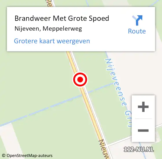 Locatie op kaart van de 112 melding: Brandweer Met Grote Spoed Naar Nijeveen, Meppelerweg op 10 december 2013 22:50