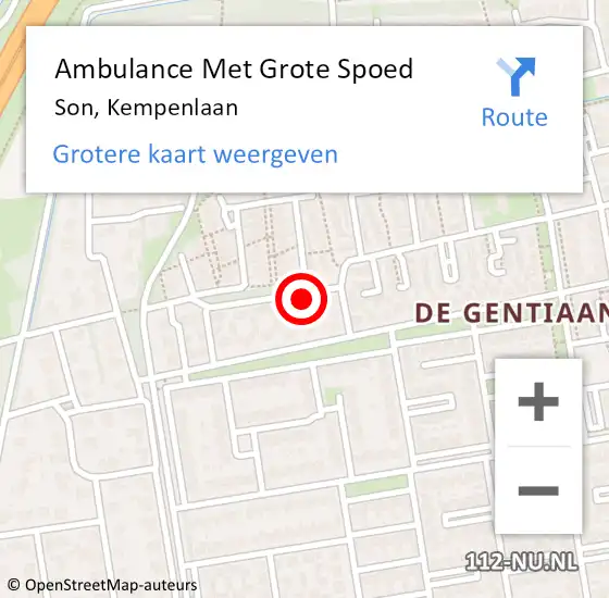 Locatie op kaart van de 112 melding: Ambulance Met Grote Spoed Naar Son, Kempenlaan op 4 april 2016 13:44