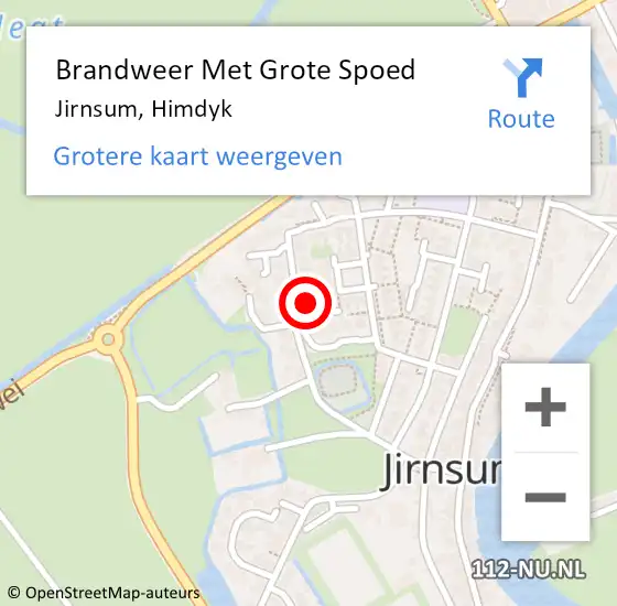 Locatie op kaart van de 112 melding: Brandweer Met Grote Spoed Naar Jirnsum, Himdyk op 4 april 2016 13:52