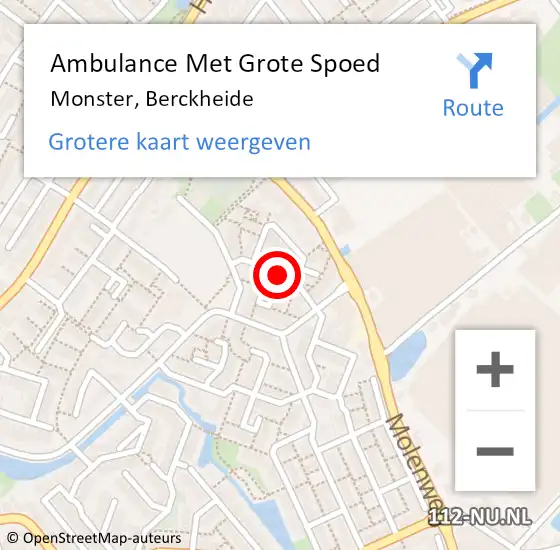 Locatie op kaart van de 112 melding: Ambulance Met Grote Spoed Naar Monster, Berckheide op 4 april 2016 15:26