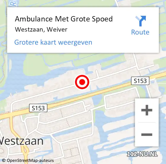 Locatie op kaart van de 112 melding: Ambulance Met Grote Spoed Naar Westzaan, Weiver op 4 april 2016 15:34