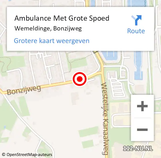 Locatie op kaart van de 112 melding: Ambulance Met Grote Spoed Naar Wemeldinge, Bonzijweg op 4 april 2016 15:58