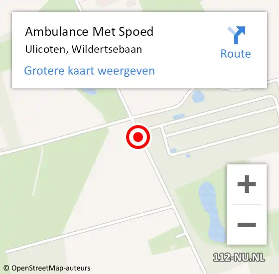 Locatie op kaart van de 112 melding: Ambulance Met Spoed Naar Ulicoten, Wildertsebaan op 4 april 2016 16:22