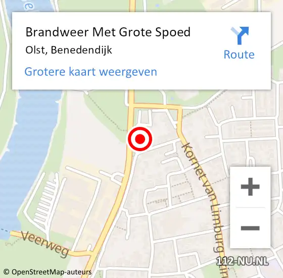 Locatie op kaart van de 112 melding: Brandweer Met Grote Spoed Naar Olst, Benedendijk op 4 april 2016 16:47