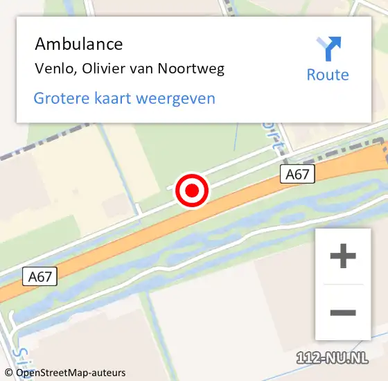 Locatie op kaart van de 112 melding: Ambulance Venlo, Olivier van Noortweg op 4 april 2016 17:17