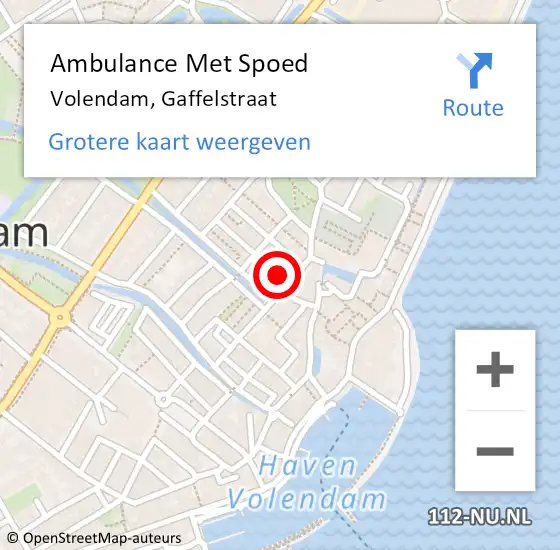 Locatie op kaart van de 112 melding: Ambulance Met Spoed Naar Volendam, Gaffelstraat op 4 april 2016 17:41