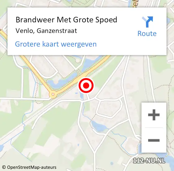 Locatie op kaart van de 112 melding: Brandweer Met Grote Spoed Naar Venlo, Ganzenstraat op 4 april 2016 19:37