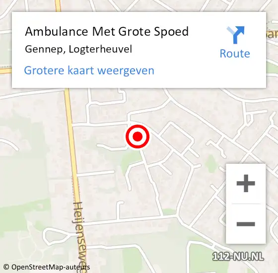 Locatie op kaart van de 112 melding: Ambulance Met Grote Spoed Naar Gennep, Logterheuvel op 4 april 2016 20:25