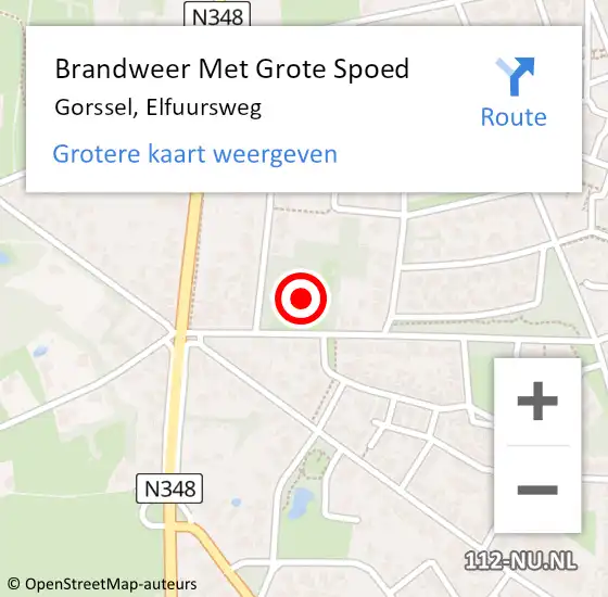 Locatie op kaart van de 112 melding: Brandweer Met Grote Spoed Naar Gorssel, Elfuursweg op 4 april 2016 21:02