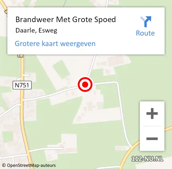 Locatie op kaart van de 112 melding: Brandweer Met Grote Spoed Naar Daarle, Esweg op 4 april 2016 21:38