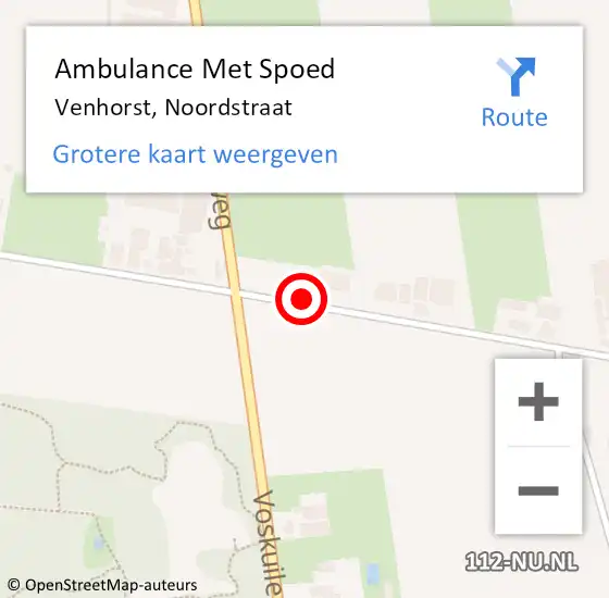 Locatie op kaart van de 112 melding: Ambulance Met Spoed Naar Venhorst, Noordstraat op 4 april 2016 21:41