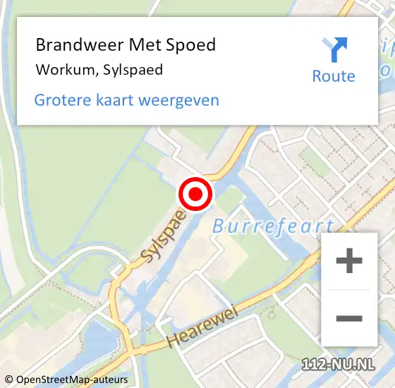 Locatie op kaart van de 112 melding: Brandweer Met Spoed Naar Workum, Sylspaed op 4 april 2016 21:45