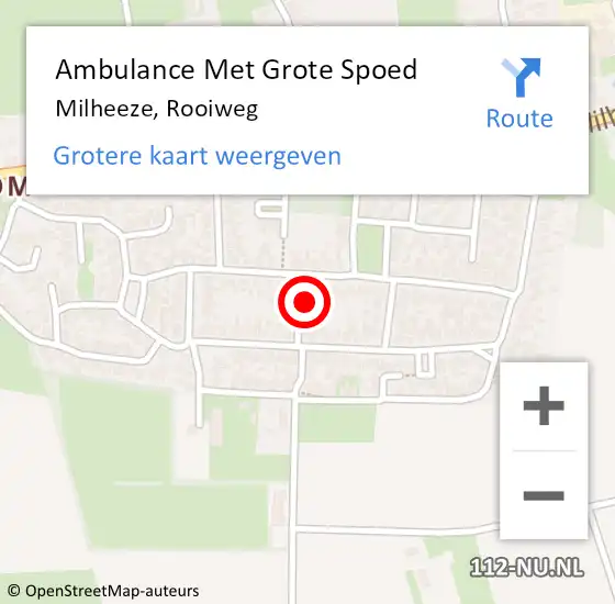 Locatie op kaart van de 112 melding: Ambulance Met Grote Spoed Naar Milheeze, Rooiweg op 4 april 2016 22:19