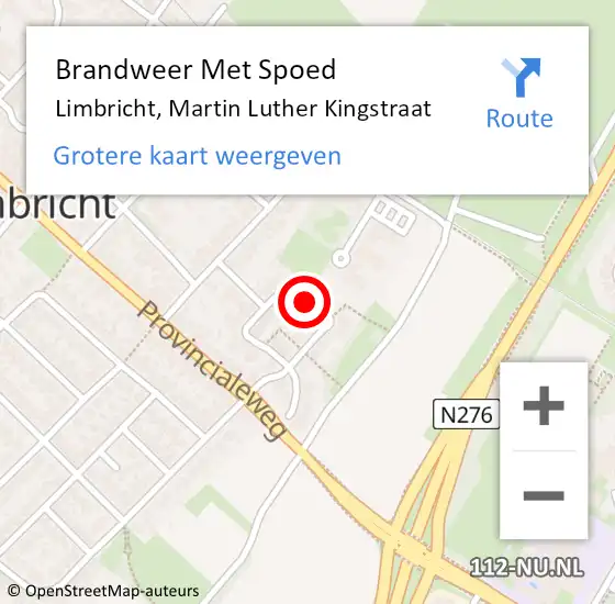 Locatie op kaart van de 112 melding: Brandweer Met Spoed Naar Limbricht, Martin Luther Kingstraat op 4 april 2016 22:34