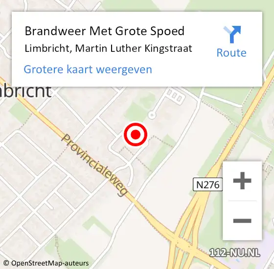 Locatie op kaart van de 112 melding: Brandweer Met Grote Spoed Naar Limbricht, Martin Luther Kingstraat op 4 april 2016 22:37