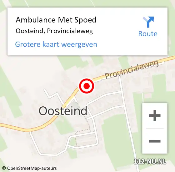 Locatie op kaart van de 112 melding: Ambulance Met Spoed Naar Oosteind, Provincialeweg op 4 april 2016 23:10