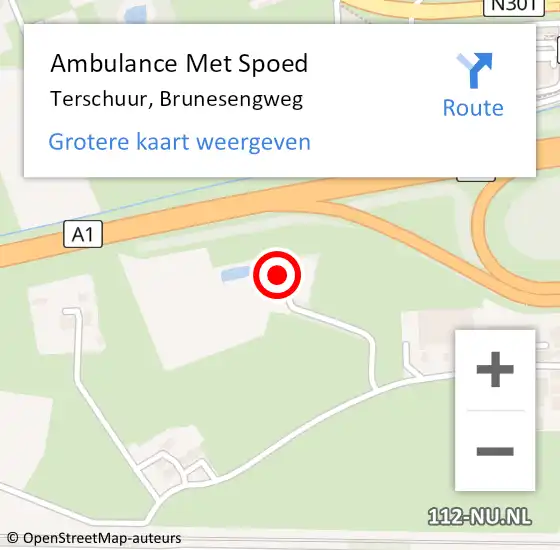 Locatie op kaart van de 112 melding: Ambulance Met Spoed Naar Terschuur, Brunesengweg op 5 april 2016 00:10