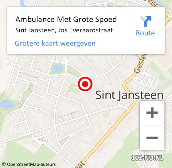 Locatie op kaart van de 112 melding: Ambulance Met Grote Spoed Naar Sint Jansteen, Jos Everaardstraat op 5 april 2016 01:40