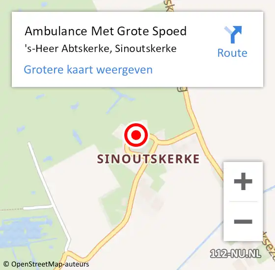 Locatie op kaart van de 112 melding: Ambulance Met Grote Spoed Naar 's-Heer Abtskerke, Sinoutskerke op 5 april 2016 05:25