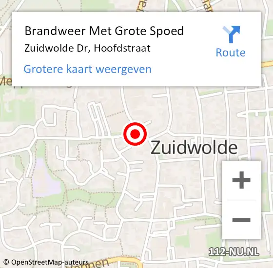 Locatie op kaart van de 112 melding: Brandweer Met Grote Spoed Naar Zuidwolde Dr, Hoofdstraat op 5 april 2016 05:43