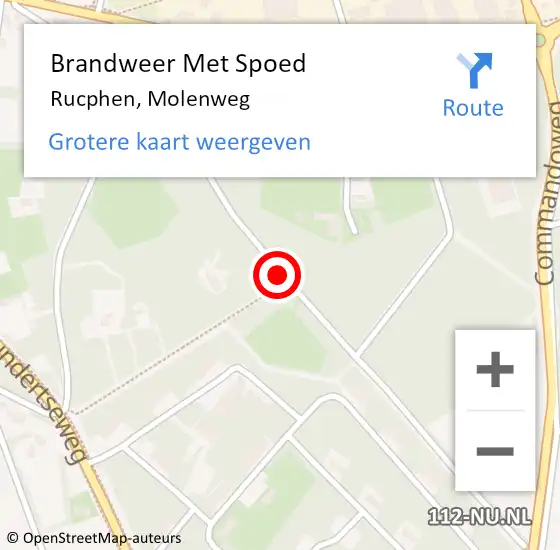 Locatie op kaart van de 112 melding: Brandweer Met Spoed Naar Rucphen, Molenweg op 5 april 2016 06:09