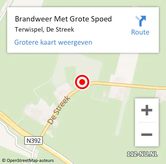 Locatie op kaart van de 112 melding: Brandweer Met Grote Spoed Naar Terwispel, De Streek op 5 april 2016 06:10