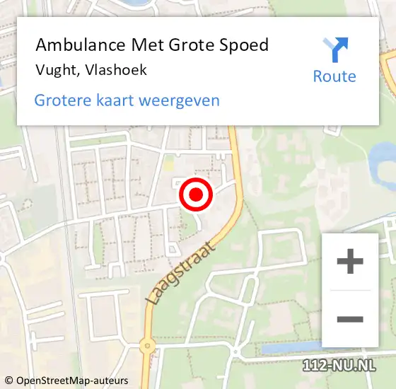 Locatie op kaart van de 112 melding: Ambulance Met Grote Spoed Naar Vught, Vlashoek op 5 april 2016 06:38