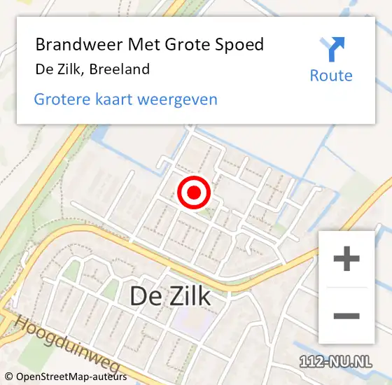 Locatie op kaart van de 112 melding: Brandweer Met Grote Spoed Naar De Zilk, Breeland op 5 april 2016 07:19