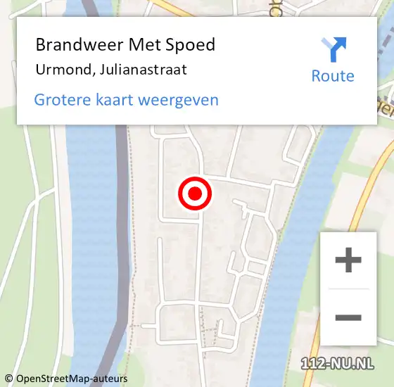 Locatie op kaart van de 112 melding: Brandweer Met Spoed Naar Urmond, Julianastraat op 5 april 2016 08:57