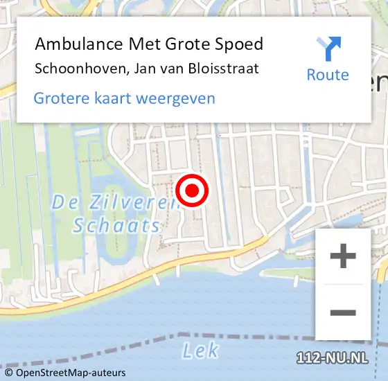 Locatie op kaart van de 112 melding: Ambulance Met Grote Spoed Naar Schoonhoven, Jan van Bloisstraat op 5 april 2016 09:01