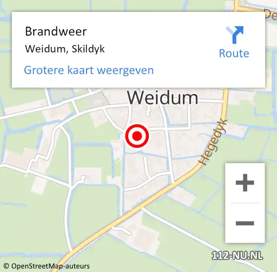 Locatie op kaart van de 112 melding: Brandweer Weidum, Skildyk op 5 april 2016 09:31