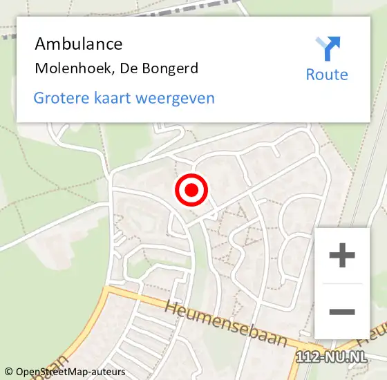 Locatie op kaart van de 112 melding: Ambulance Molenhoek, De Bongerd op 5 april 2016 10:20