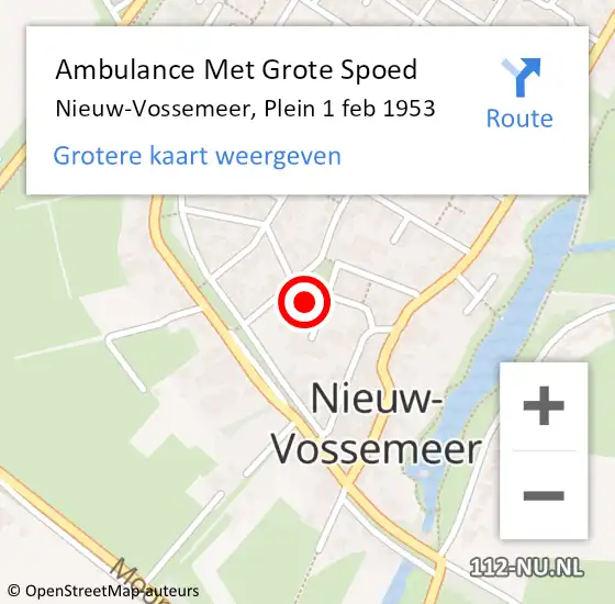 Locatie op kaart van de 112 melding: Ambulance Met Grote Spoed Naar Nieuw-Vossemeer, Plein 1 feb 1953 op 5 april 2016 10:32