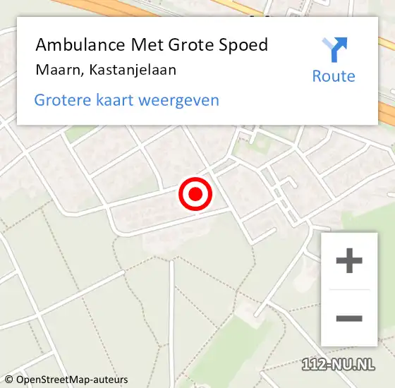 Locatie op kaart van de 112 melding: Ambulance Met Grote Spoed Naar Maarn, Kastanjelaan op 5 april 2016 10:56